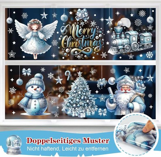 Decoration Noel Fenetre Stickers, Noel Vitrine Autocollants Flocon