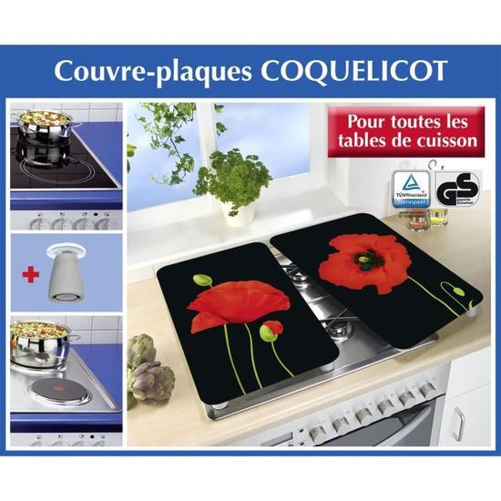 Protection Plaque De Cuisson En Verre 'champ De Coquelicots', Lot De 2