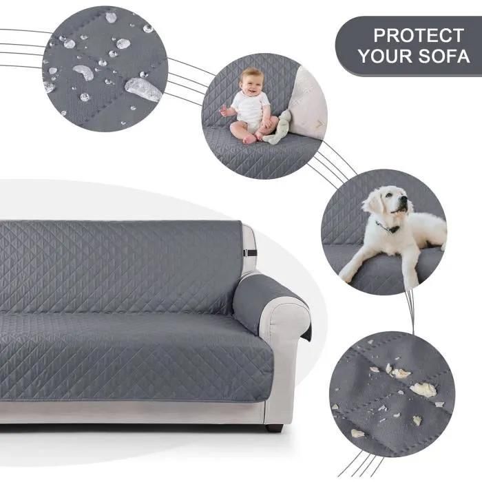 Comart - Housse de canapé Majestic - Housse de canapé avec accoudoirs - Housse matelassée - Réversible - Anti-rayures - pour chiens et chats - Lavable en machine - Antidérapant - Gris - Canapé 2 Comart - Housse de canapé Majestic - Housse de canapé avec accoudoirs - Housse matelassée - Réversible - Anti-rayures - pour chiens et chats - Lavable en machine - Antidérapant - Gris - Canapé 2
