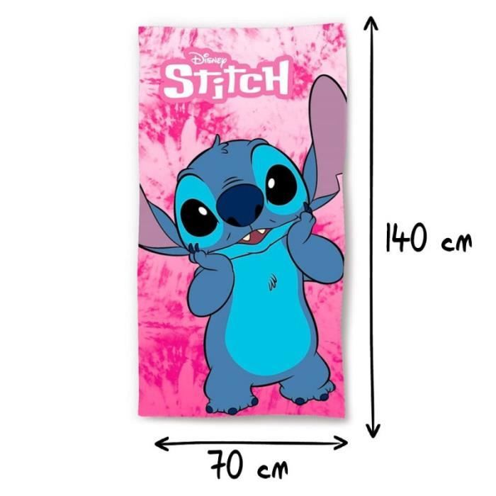 Serviette De Plage Stitch Officielle 70x140 Cm – Drap De Bain Enfant Stitch, 100% Polyester Qualité Premium