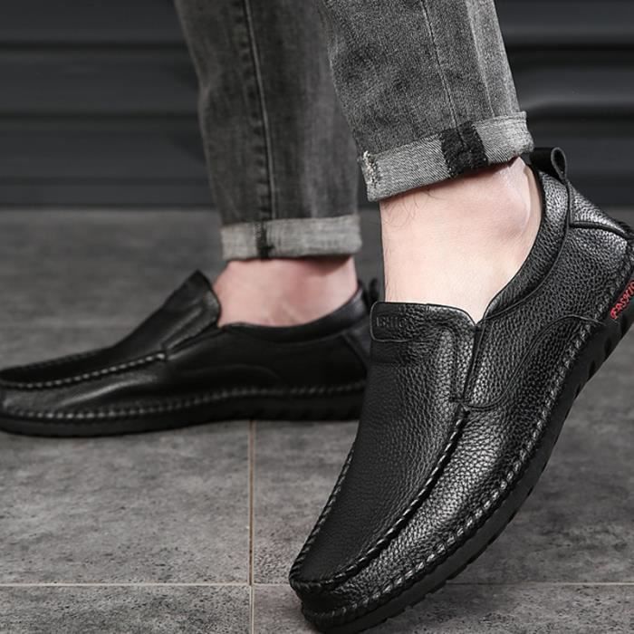 Mocassin Homme,Mocassins et Loafers Homme Antidérapantes,Confort Mocassin  Homme Cuir Slip on Décontracté-Marron Foncé