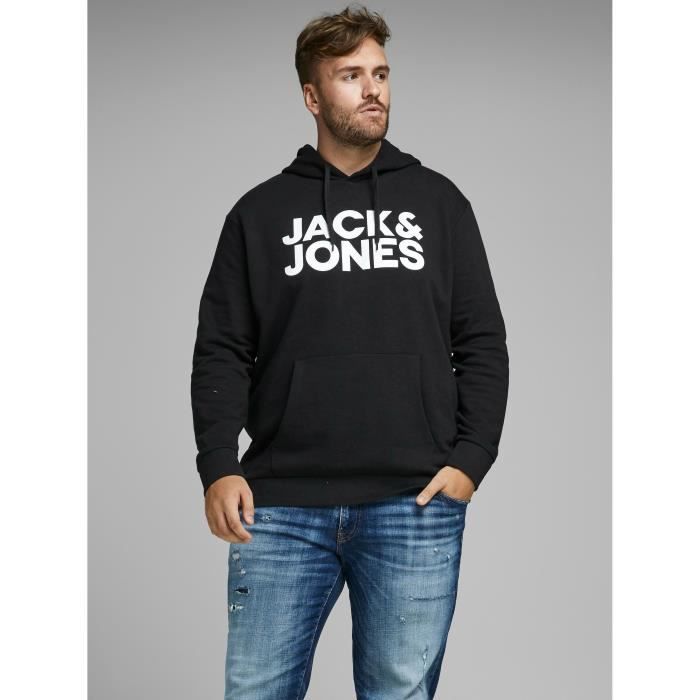 JACK & JONES Sweatshirt à Capuche Gris/Noir Homme Gris - Cdiscount