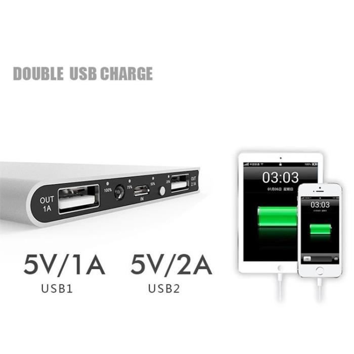 Batterie Chargeur Externe pour SAMSUNG Galaxy A70 Universel Power Bank  2600mAh avec Cable USB/Mirco USB Secours Telephone (NOIR)