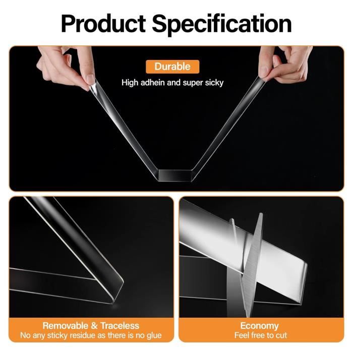 Ruban Adhésif Double Face - 3M - Extra Fort - Transparent - Réutilisable - Multi-usages