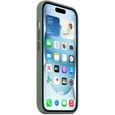 Coque Apple iPhone 15 Housse Liquide Silicone Case Vert avec 2 Pcs Verres Trempés Doublure en Microfibre Protection Antichoc Étui-3