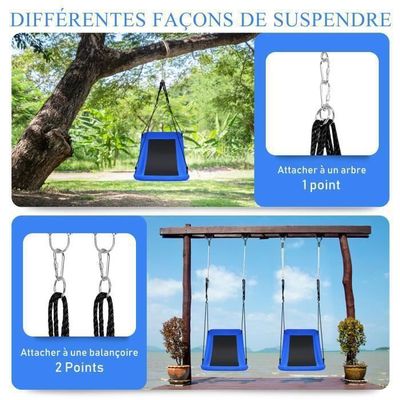 Balançoire Nid d'Oiseau Ronde 100CM pour Enfant Hauteur Réglable 100-160CM Charge 150 KG Bleu Balançoire Nid d'Oiseau Ronde 100CM pour Enfant Hauteur Réglable 100-160CM Charge 150 KG Bleu