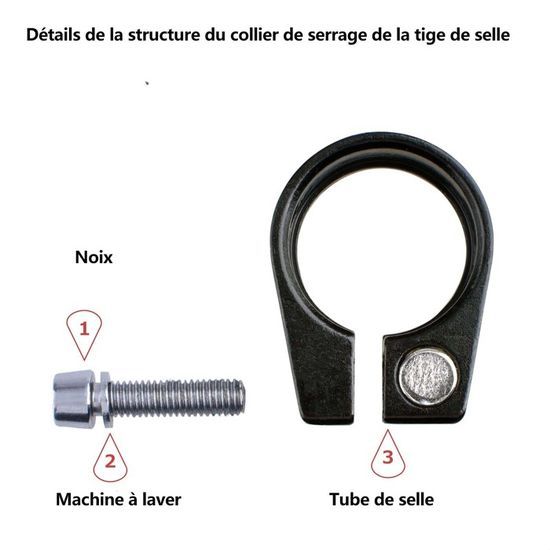 Collier De Serrage De Selle Vélo Universel - Pour Tiges 30.4/30.8/31.6 Mm, Alliage Aluminium, 5 Couleurs