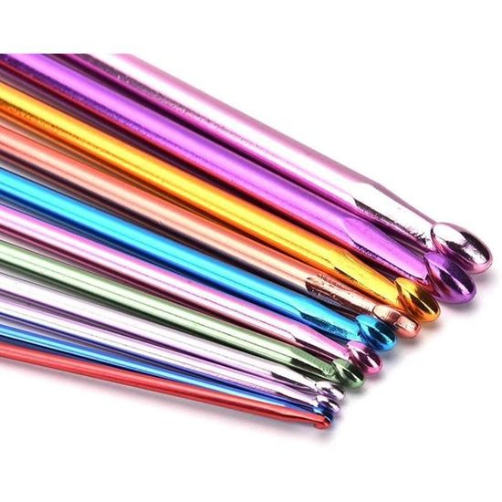 Lot De 23 Crochets Tunisiens, 12 Aiguilles à Tricoter En Bambou Carbonisé De 3 à 10 Mm Avec Perles Et 11 Crochets Tunisiens De 2 à 8 Mm En Aluminium