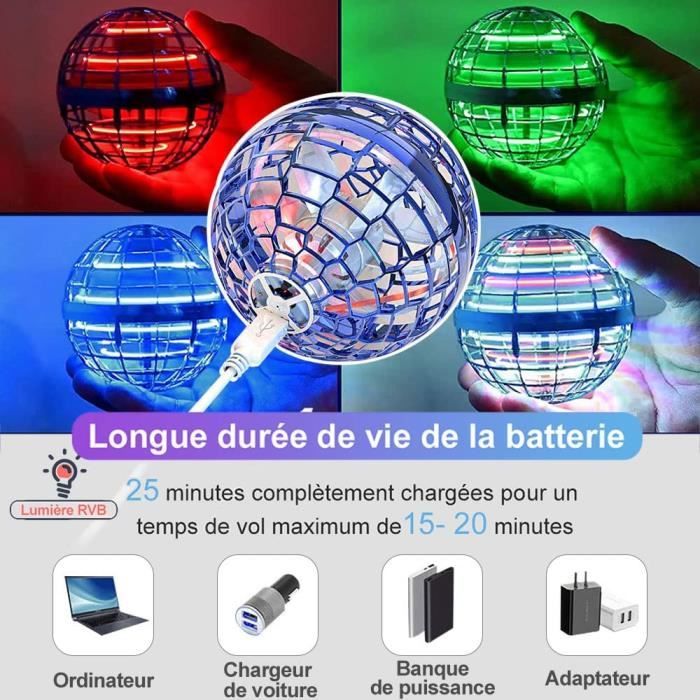 Boule Volante Lumineuse, Fly Spinner Hover Ball LED Flying Boomerang Air  Ball, Flying Ball Mini Drone Boule Volante Magique Rotative - Cdiscount  Sport