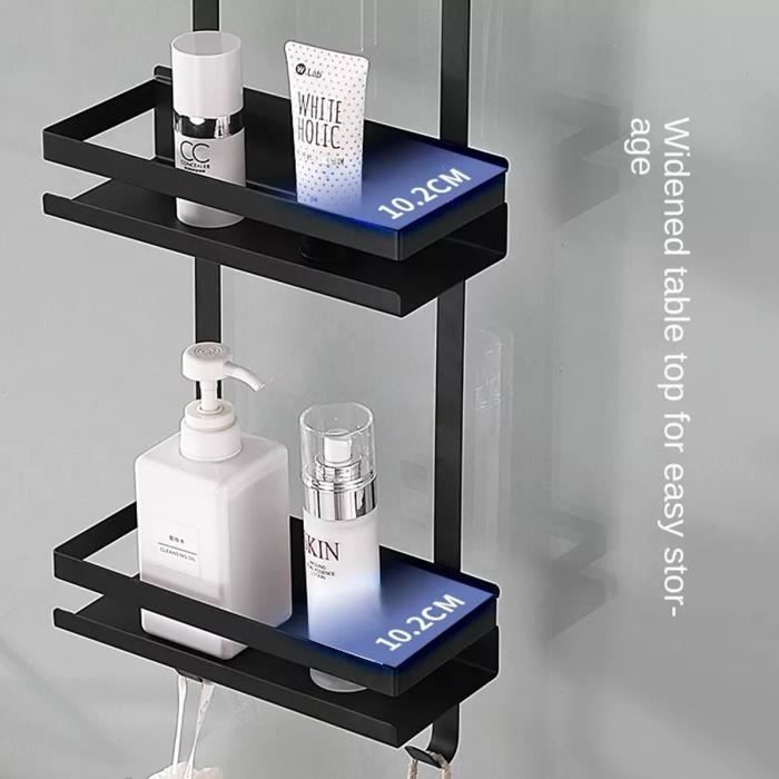 2 Supports De Etagère Douche D'Angle,Noir Sans Perçage Rangement Salle