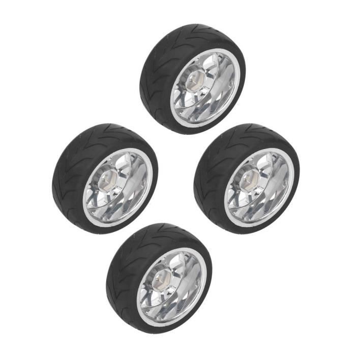 Lot De 2 Pneus Caoutchouc + Jantes Rouges Pour Voiture RC 1/10 – Diamètre 75 Mm – Compatibles 94123 Et Autres