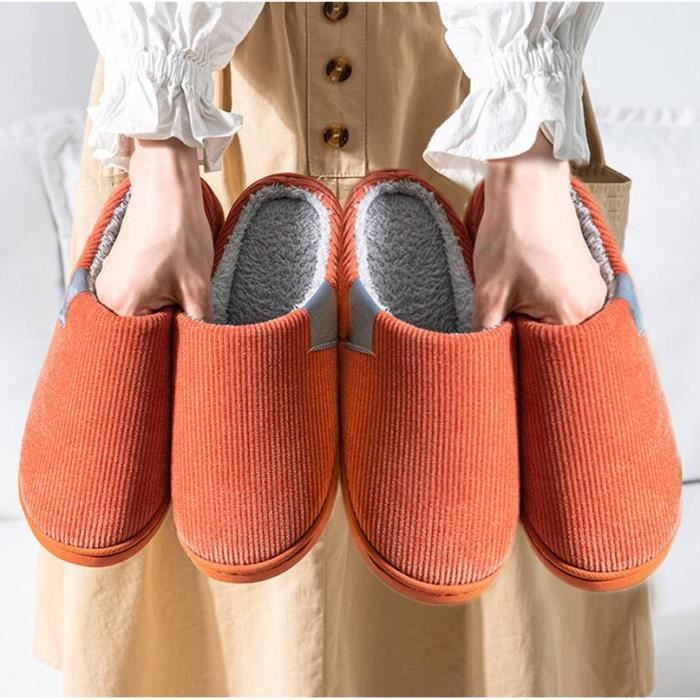 Chaussons Femme Hiver En Peluche Avec Semelle Antidérapante Et Mousse Mémoire | Confort Chaud Pour La Maison