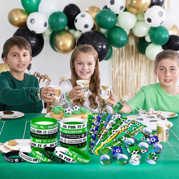 TECHEEL Lot de 10 gommes de football, 10 crayons de football, 10 bracelets slap de football, pour enfants, école, pour la maison, l'école, le bureau, un anniversaire, une fête