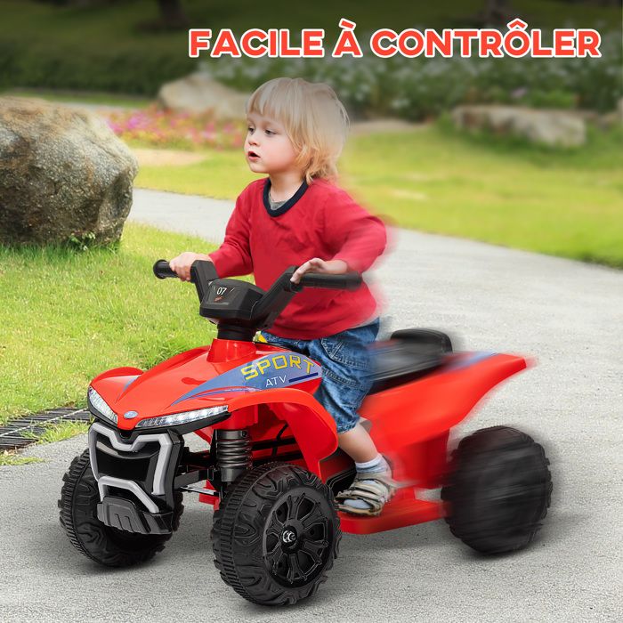 Quad électrique Enfant 6V AIYAPLAY - Voiture ATV Avec Musique Et Phares LED - 3-8 Ans - 12