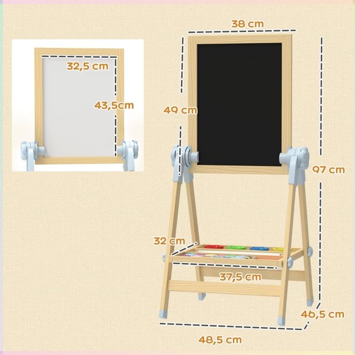 GIANTEX Chevalet pour Enfants 3 en 1 Double Face avec Rouleau de Papier