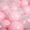 KiddyMoon 100 7Cm L'ensemble De Balles Plastique Pour Piscine Enfant Fabriqué En EU, Rose Poudré/Transparent-0