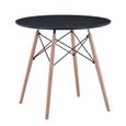 BenyLed Table à manger ronde moderne avec pieds en bois de hêtre et cadre en métal, table de cuisine scandinave, Noir-0