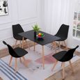 DORAFAIR Table + 4 Chaises Noir Style Scandinave Moderne-0