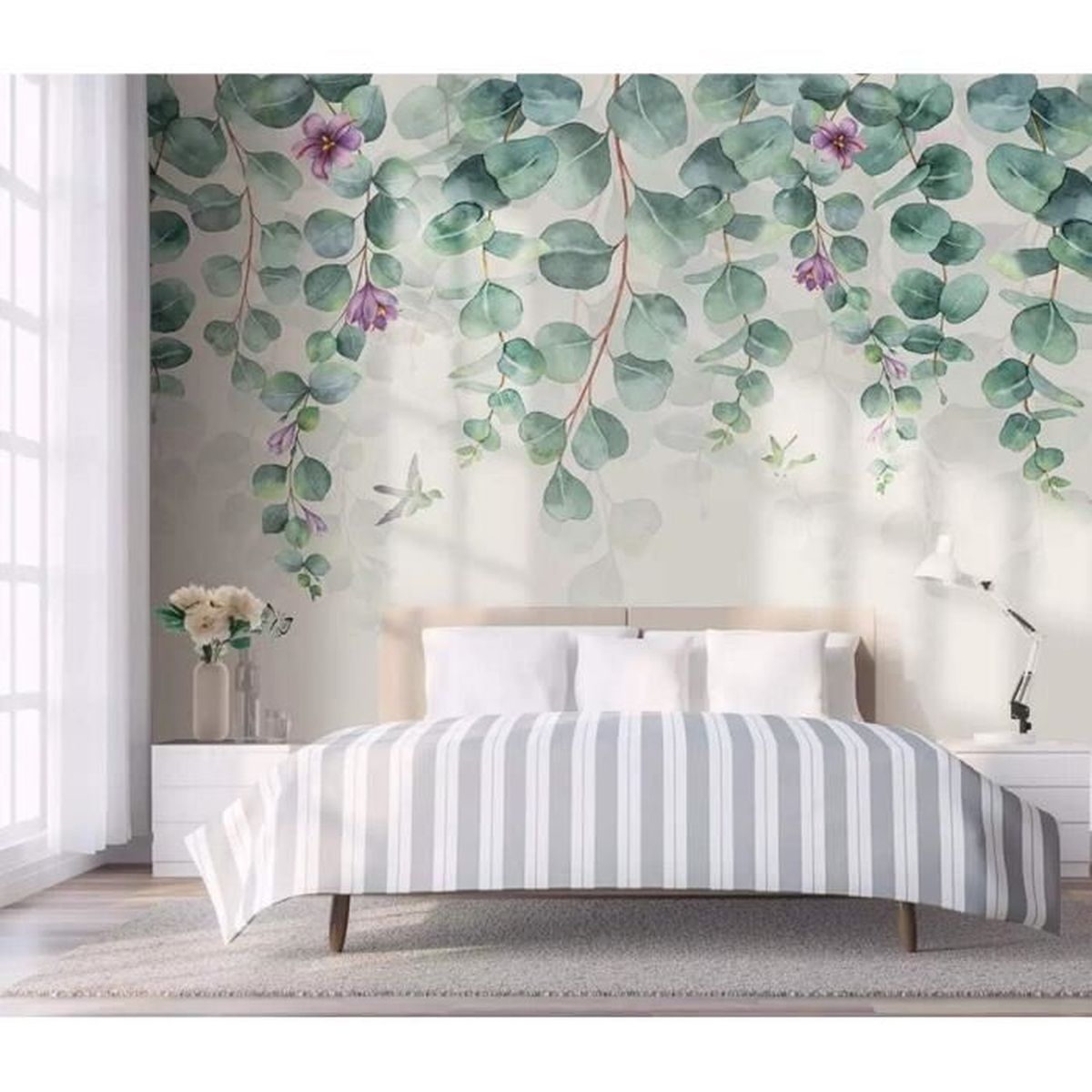 Papier Peint Panoramique Peinture Murale Interieur Feuilles Fraîches
