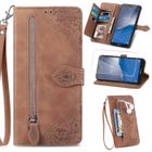 NO BRAND Verre trempé+Coque pour Xiaomi Redmi Note 13 Pro 4G/Poco M6 Pro 4G Etui Portefeuille Cuir PU Case Housse,Vigne fleurie marron SZY