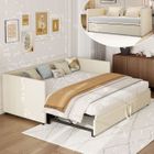 RAVAS lit gigogne 2 places 90/180x200cm, canapé lit canapé convertible avec sommier à lattes, velours, beige (matelas non inclus)