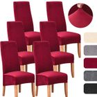 MULISOFT Lot de 6 Housses de Chaise grande taille en peluche extensible lavable universelle, Avec bande élastique - Bourgogne