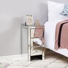 ALIGHTUP Table de Chevet Miroir en Verre Meuble de Rangement avec Tiroirs sur Salon, Chambre, Bureau, 30 x 30 x 60cm