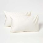 HOMESCAPES Taies d'oreiller enfant 40 x 60 cm en coton égyptien Bio 400 fils Crème, Lot de 2