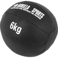Médecine Ball Gorilla Sports - Cuir Synthétique - 6 kg - Fitness - Noir