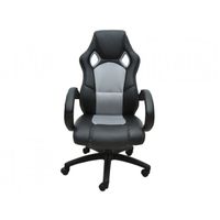Siège baquet fauteuil de bureau gris et noir - Bc-elec bs11010-3 - Tissu et cuir - Pied à roulettes fournis