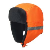 AYKRM haute visibilité viz chapeau trappeur bombardier fausse fourrure de lapin oreillette neige sécurité casquettes d'hiver aviator