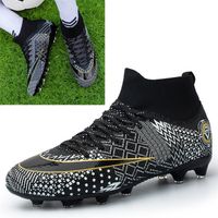 Chaussures de Football Garçon Chaussures de Football Enfants Chaussure Foot Crampons Chaussures d'Entraînement de Football,noir