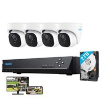 Reolink Kit Vidéo Surveillance,8MP 4X Dôme Caméra IP PoE avec Audio+8CH 2To NVR,Détection Personne-Véhicule,Vision Nocturne 30m