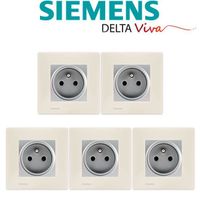 Siemens - LOT 5 Prise 2P+T Silver Delta Viva + Plaque Beige