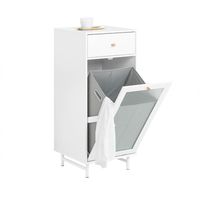 SoBuy Meuble Bas Salle De Bain BZR21-W – Armoire Avec Tiroir, Panier Linge Pliable 40x38x90 Cm Blanc