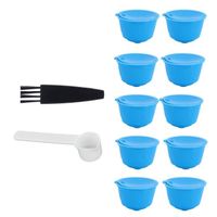 Sonew Capsules de café Accessoires de kit de tasse de filtre de culinaires distributeur Bleu 10 tasses + 1 cuillère + 1 pinceau