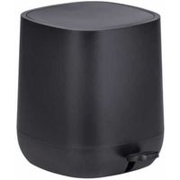 WENKO Poubelle à pédale design Davos avec frein de chute "easy close", Petite poubelle salle de bain 5L, Plastique, noir