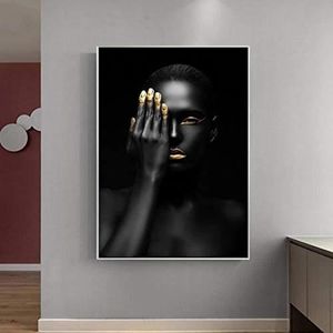 DIY bois cadre toile peinture Lèvres dorées et noires - Pour femme - Salon  africain - Décoration de chambre à coucher -30x40cm - Cdiscount Maison