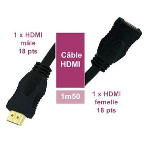 CÂBLE TV - VIDÉO - SON LINEAIRE XVHD51C Câble HDMI mâle/femelle 1m50