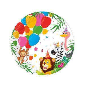 ASSIETTE JETABLE 8 Assiettes en carton Jungle Balloons 23 cm - Mult