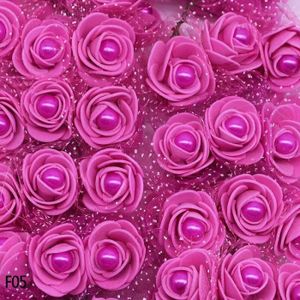 FLEUR ARTIFICIELLE Objets décoratifs,Roses artificielles en mousse,fausses fleurs avec imitation de perle,pour décoration de - F05 rose red -72Pcs