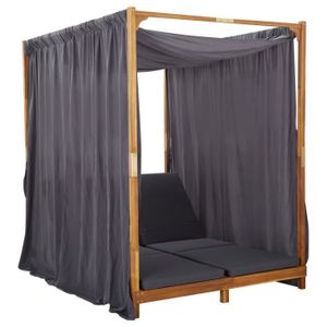 CHAISE LONGUE Chaise longue double avec rideaux et coussins Bois d'acacia DIOCHE7298381604792