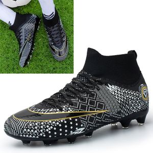 CHAUSSURES DE FOOTBALL Chaussures de Football Garçon Chaussures de Football Enfants Chaussure Foot Crampons Chaussures d'Entraînement de Football,noir