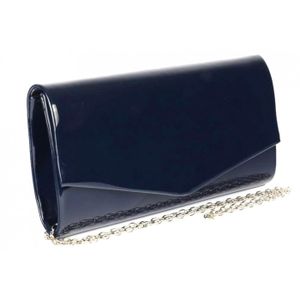 Pochette femme habillée bleu marine et argent platine