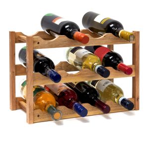 MEUBLE RANGE BOUTEILLE Relaxdays Casier à vin range bouteilles horizontal 3 étages de 4 bouteilles pour 12 bouteilles en bois étagère à bouteilles de vin