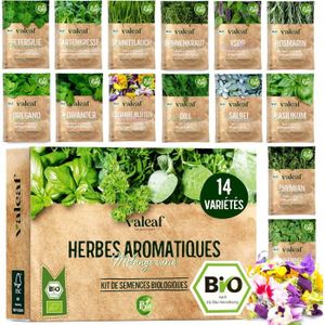 GRAINE - SEMENCE valeaf kit de grain d'herbes aromatiques I assortiment de semences prêt à pousser I 14 délicieuses variétés d'herbes I graines p16