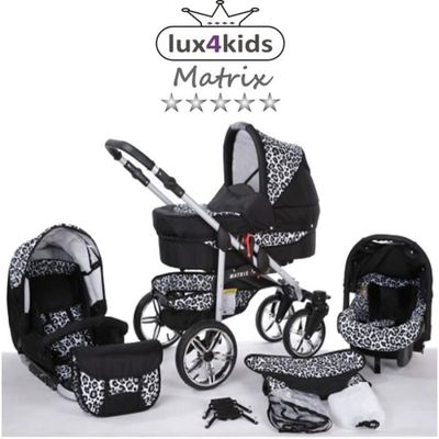 Matrix 2 Poussette Combinee 3en1 Set hiver Roues pivotantes Nacelle Siege Auto Poussette Canne 58 noir leopard de neige Cdiscount Puericulture Eveil bebe