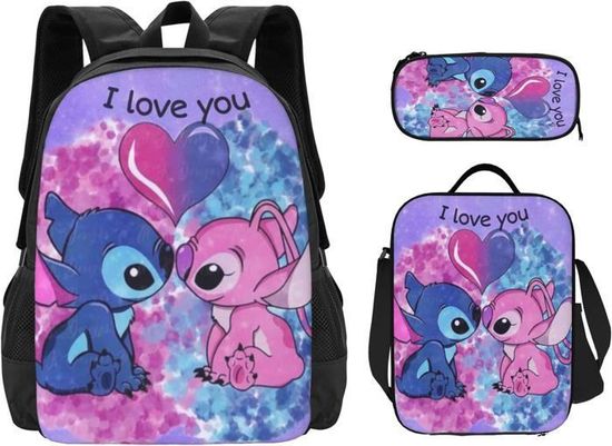 Cartable Lilo Et Stitch Pour Enfants – Lot De 4 Pièces : Sac à Dos à Roulettes, Sac De Gym, Trousse Et Cahier – Idéal 1ère à 3ème Classe