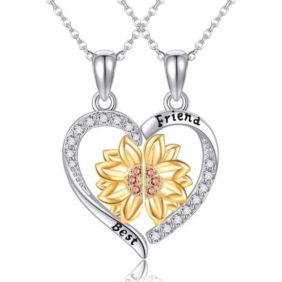 Yinsen Collier Soeur Argent 925 Pendentif Cadeau Sœurs - Chaîne Réglable 45+5cm
