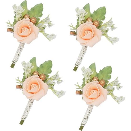 Embhlitfe Lot De 2 Boutonnières De Roses Artificielles Pour Homme - Pour Mariage, Cérémonie, Anniversaire, Costume - Blanc